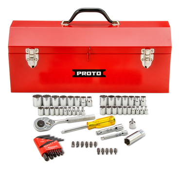 Proto® 1/4" & 3/8" Drive 65 Piece Socket Set with Hex Keys- 6 & 12 Point w/Box J9971R - All Tool & Supply