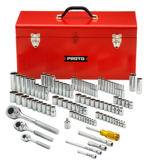 Proto® 1/4", 3/8", & 1/2" Drive 101 Piece Socket Set- 6, 8, & 12 Point w/ Box J9975R - All Tool & Supply