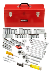 Proto® 1/4", 3/8" & 1/2" Drive 125 Piece Socket Set- 6, 8 & 12 Point w/ box J9975R - All Tool & Supply