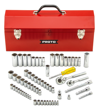 Proto® 1/4" & 3/8" Drive 65 Piece Socket Set- 6 & 12 Point w/Box J9971R - All Tool & Supply