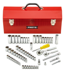 Proto® 1/4" & 3/8" Drive 65 Piece Socket Set- 6 & 12 Point w/Box J9971R - All Tool & Supply