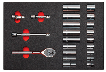 Proto® Foamed  3/8" Drive 22 Piece Socket Set w/ Classic Pear Head Ratchet - Full Polish - 6 Point - All Tool & Supply