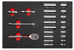 Proto® Foamed  3/8" Drive 22 Piece Socket Set w/ Classic Pear Head Ratchet - Full Polish - 6 Point - All Tool & Supply