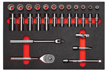 Proto® Foamed 3/8" Drive 29 Piece Combination Socket Set w/ Classic Pear Head Ratchet - Full Polish - 12 Point - All Tool & Supply