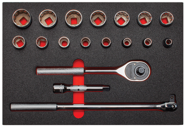 Proto® Foamed 1/2" Drive 18 Piece Socket Set w/ Classic Pear Head Ratchet - Full Polish - 12 Point - All Tool & Supply