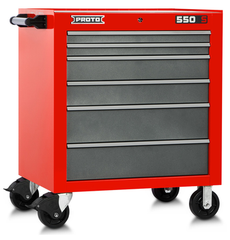 Proto® 550S 34" Roller Cabinet - 6 Drawer, Safety Red and Gray - All Tool & Supply