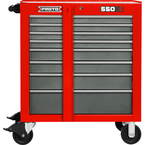 Proto® 550S 34" Roller Cabinet with Removable Lock Bar- 8 Drawer- Safety Red & Gray - All Tool & Supply