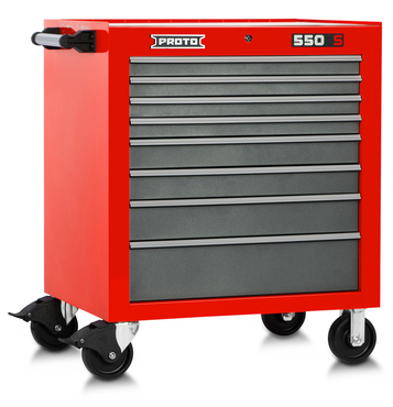 Proto® 550S 34" Roller Cabinet - 8 Drawer, Safety Red and Gray - All Tool & Supply