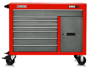 Proto® 550S 50" Workstation - 8 Drawer & 1 Shelf, Safety Red and Gray - All Tool & Supply