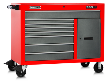 Proto® 550S 50" Workstation - 8 Drawer & 2 Shelves, Safety Red and Gray - All Tool & Supply