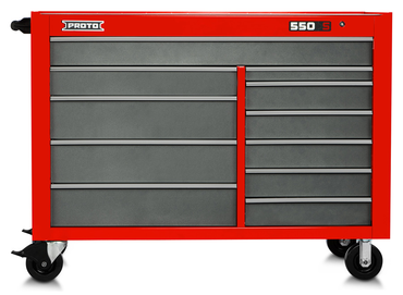 Proto® 550S 57" Workstation - 11 Drawer, Safety Red and Gray - All Tool & Supply