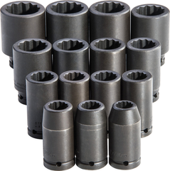 Proto® 3/4" Drive 15 Piece Deep Metric Impact Socket Set - 12 Point - All Tool & Supply