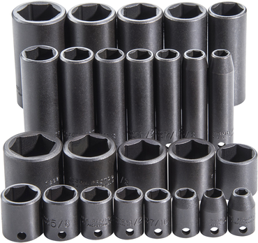 Proto® 3/8" Drive 25 Piece Impact Socket Set - 6 Point - All Tool & Supply