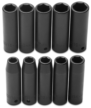 Proto® 1/2" Drive 10 Piece Metric Deep Impact Socket Set - 6 Point - All Tool & Supply