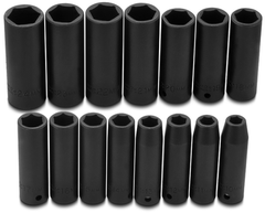 Proto® 1/2" Drive 15 Piece Metric Deep Impact Socket Set - 6 Point - All Tool & Supply