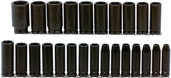 Proto® 1/2" Drive 25 Piece Metric Deep Impact Socket Set - 6 Point - All Tool & Supply