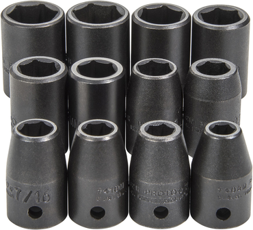 Proto® 1/2" Drive 12 Piece Impact Socket Set - 6 Point - All Tool & Supply