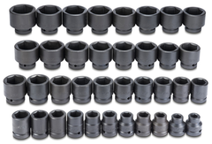 Proto® 1" Drive 37 Piece Impact Socket Set-6 Point - All Tool & Supply