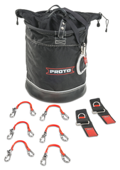 Proto® Tethering D-Ring Lift Bucket (300 lbs Weight Capacity) with D-Ring Wrist Strap System (2) JWS-DR and (6) JLANWR6LB - All Tool & Supply