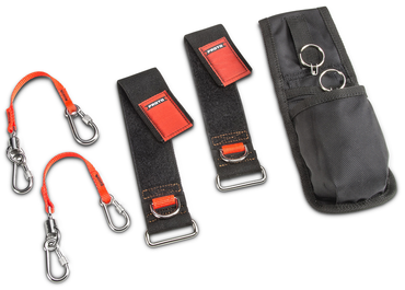 Proto® Tethering D-Ring Pouch Set with Two Pockets, Retractable Lanyard, and D-Ring Wrist Strap System with (2) JWS-DR and (2) JLANWR6LB - All Tool & Supply