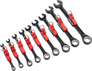 Proto® Tether-Ready 9 Piece Black Chrome Non-Reversible Combination Ratcheting Wrench Set - Spline - All Tool & Supply