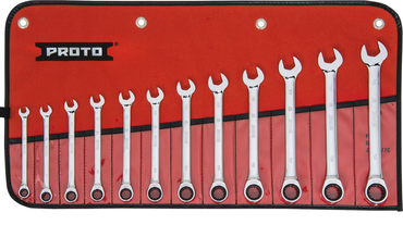 Proto® 12 Piece Full Polish Metric Combination Non-Reversible Ratcheting Wrench Set - 12 Point - All Tool & Supply