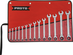 Proto® 14 Piece Full Polish Combination Non-Reversible Ratcheting Wrench Set - 12 Point - All Tool & Supply