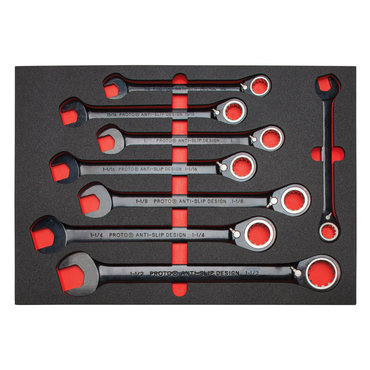 Proto® Foamed 20 Piece Reversible Ratcheting Combination Wrench Set - Black Chrome- Spline - All Tool & Supply