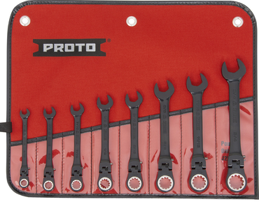 Proto® 8 Piece Black Chrome Combination Locking Flex-Head Ratcheting Wrench Set - Spline - All Tool & Supply