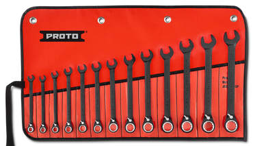 Proto® 13 Piece Black Chrome Reversible Combination Ratcheting Wrench Set - Spline - All Tool & Supply