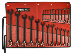 Proto® 22 Piece Black Chrome Reversible Combination Ratcheting Wrench Set - Spline - All Tool & Supply