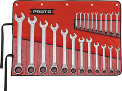 Proto® 22 Piece Full Polish Metric Combination Reversible Ratcheting Wrench Set - 12 Point - All Tool & Supply