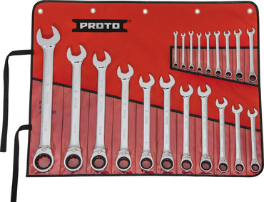 Proto® 20 Piece Full Polish Combination Reversible Ratcheting Wrench Set - 12 Point - All Tool & Supply