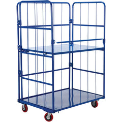 Blue Nestable Roller Container 2 Shelf - Exact Industrial Supply