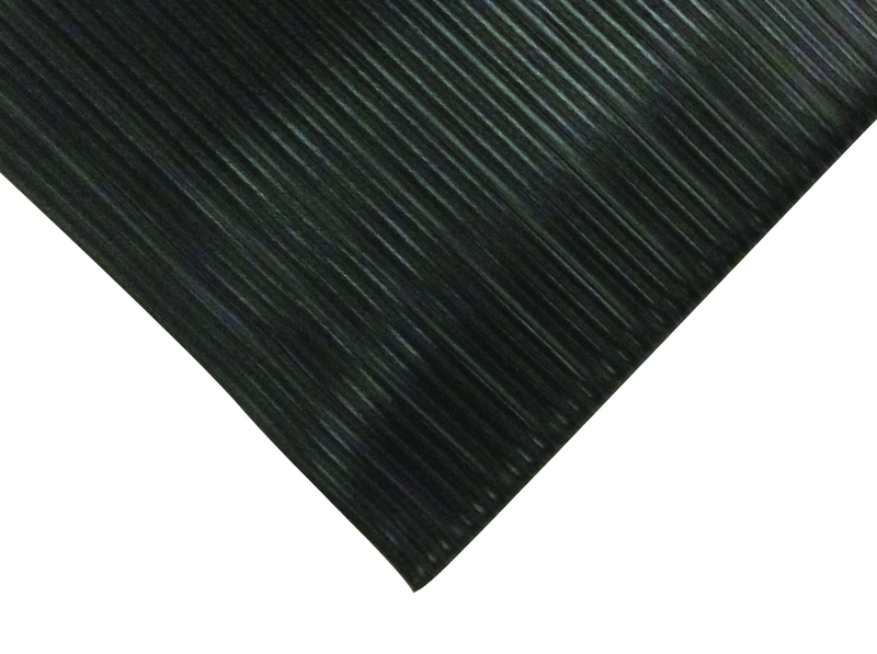 6' x 60' x 3/8" Thick Soft Comfort Mat - Black Standard Ribbed - All Tool & Supply