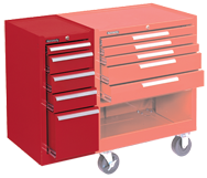 205 Red 5-Drawer Hang-On Cabinet w/ball bearing Drawer slides - For Use With 293, 295 or 297 - All Tool & Supply