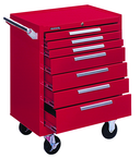 7-Drawer Roller Cabinet w/ball bearing Dwr slides - 35'' x 18'' x 27'' Red - All Tool & Supply