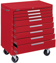 8-Drawer Roller Cabinet w/ball bearing Dwr slides - 40'' x 20'' x 34'' Red - All Tool & Supply