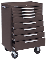 8-Drawer Roller Cabinet w/ball bearing Dwr slides - 39'' x 18'' x 27'' Brown - All Tool & Supply