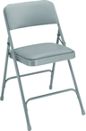 Upholstered Folding Chair - Double Hinges, Double Contoured Back, 2 U-Shaped Riveted Cross Braces, Non-marring Glides; V-Tip Stability Caps; Upholstered 19-mil Vinyl Wrapped Over 1¼" Foam - All Tool & Supply