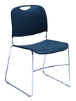 HI-Tech Stack Chair --11 mm Steel Rod Chrome Plated Frame Injection Molded Textured Plastic Non-fading Seat/Back - Navy - All Tool & Supply