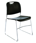 HI-Tech Stack Chair --11 mm Steel Rod Chrome Plated Frame Injection Molded Textured Plastic Non-fading Seat/Back - Black - All Tool & Supply