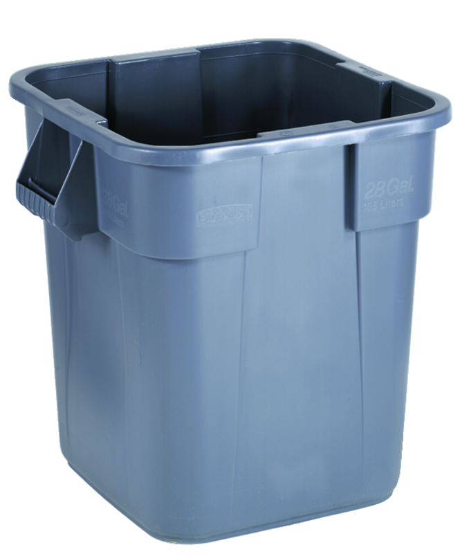 Trash Container - 28 Gallon Square Gray - All Tool & Supply