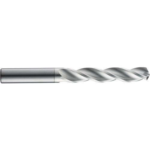 8.1 mm Dia. × 10 mm Shank × 35 mm Flute Length × 89 mm OAL, 3xD, 124°, Uncoated, 3 Flute, External, Round Solid Carbide Drill