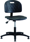 Polyurethane Stool - Standard Glides, Casters Optional, Pneumatic Hht Adj, Contoured Waterfall Seat, Adj Contoured Backrest, Black Reinforced ABS Base, Desk Hgt 16.5"-21.5" - All Tool & Supply