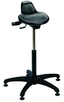 Sit Stand - 14" Soft Polyurethane, Contoured, Tilting Seat,  27" Dia.-Stable 5 Star Base with Heavy Duty Stationary Glides, Seat height 20"-30" - All Tool & Supply