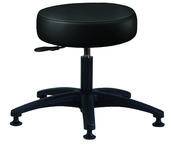 Heavy-Duty NaughaSoft Vinyl Stool - 16 x 4" Round Seat, Backless, Pneumatic Seat Hgt Adj, Standard Glides --Black -- Desk height 16.5"-21.5" - All Tool & Supply