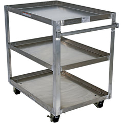 Alum Service Cart W/ Three 28 × 40 Shelves - Exact Industrial Supply