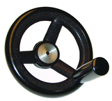 Nylon Handwheels with Handle - 4.92'' Wheel Diameter, 1.18'' Hub Diameter, 2.56'' Handle Length - All Tool & Supply