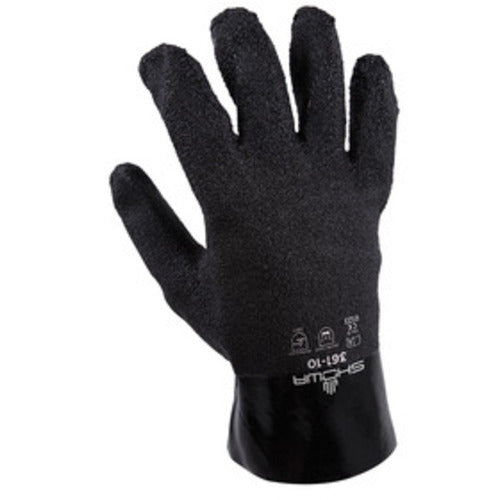 Chemical resistant PVC-coated fully coated 10″ gauntlet black wrinkled finish/large - All Tool & Supply